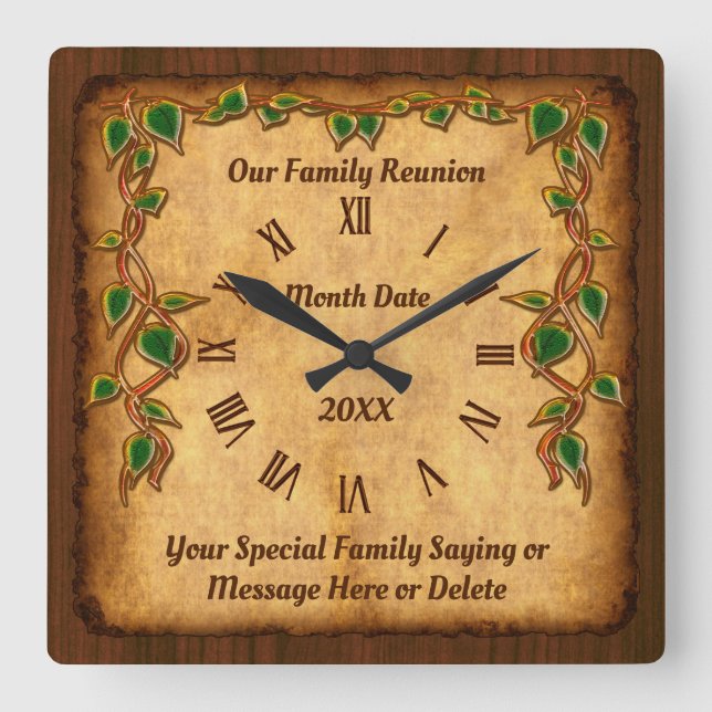 Horloge Carrée Unique Personalized Family Reunion Venin Ideas (Recto)