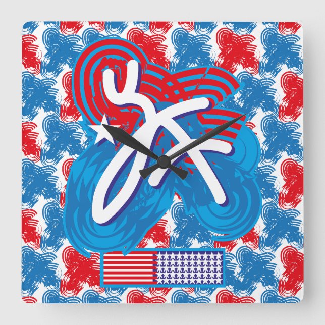 HORLOGE CARRÉE USA/EEUU FLAG SIMPLIFIED TEXT BY MASANSER PIXELAT (Recto)