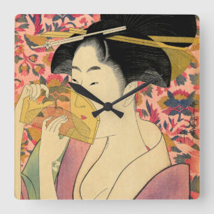 Horloge Carrée Utamaro : Kushi (Comb).