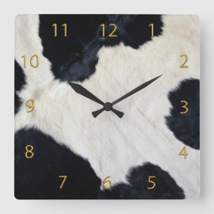 Horloge Carrée Vache cachée