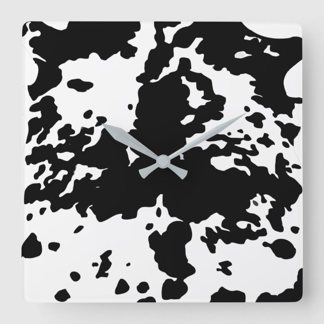 Horloge Carrée Vache de pays Motif noir et blanc (Recto)