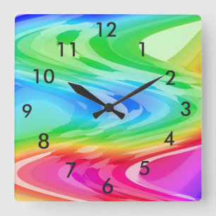Horloge Carrée Vagues arc-en-ciel