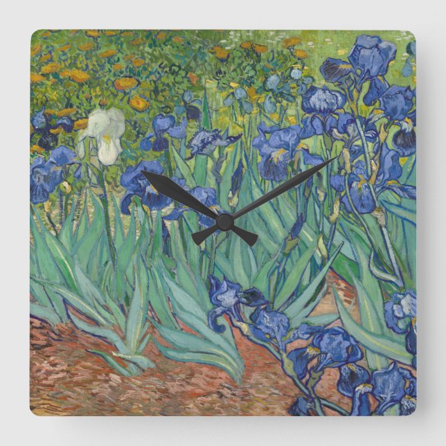 Horloge Carrée Van Gogh Irises Peinture (Recto)