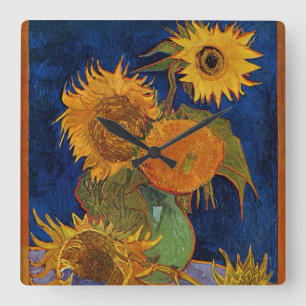 Horloge Carrée Van Gogh Six Sunflower Floral Fine Art HD