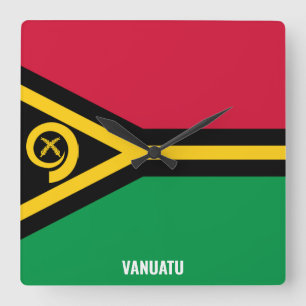 Horloge Carrée Vanuatu Drapeau éblouissant patriotique
