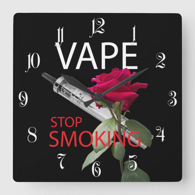 Horloge Carrée Vape. Arrêtez de fumer (Recto)