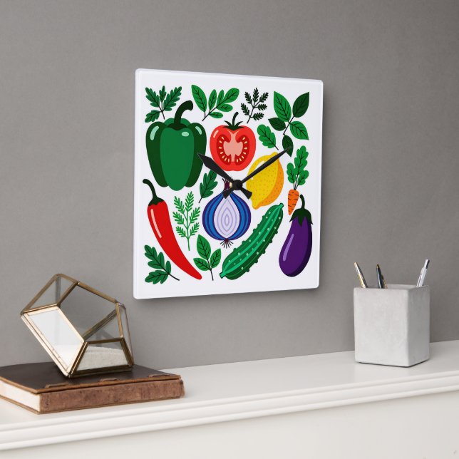 Horloge Carrée Vegetable pattern (Bureau)