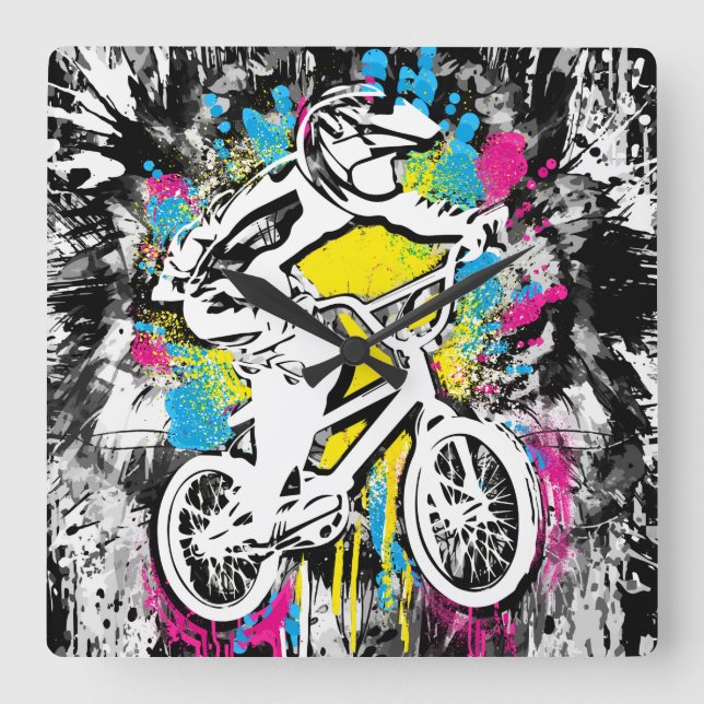 Horloge Carrée Vélo Bmx Classique - Bmx Carré Freestyle (Recto)
