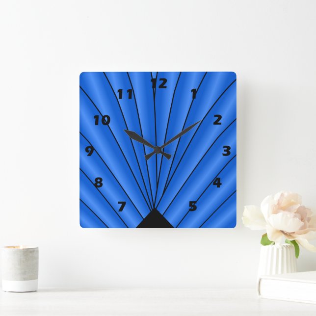 Horloge Carrée Ventilateur Art déco Design Bleu profond (Maison)