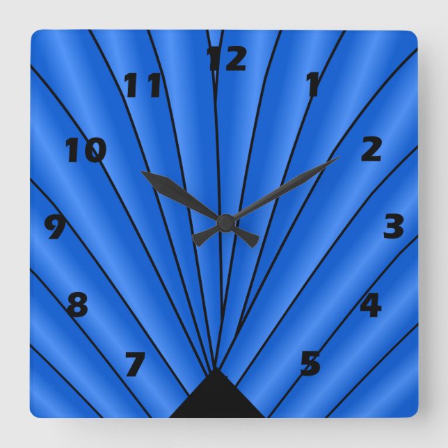 Horloge Carrée Ventilateur Art déco Design Bleu profond (Recto)