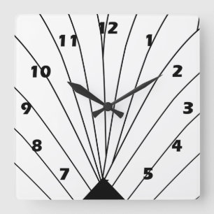 Horloge Carrée Ventilateur Art Déco Noir Et Blanc