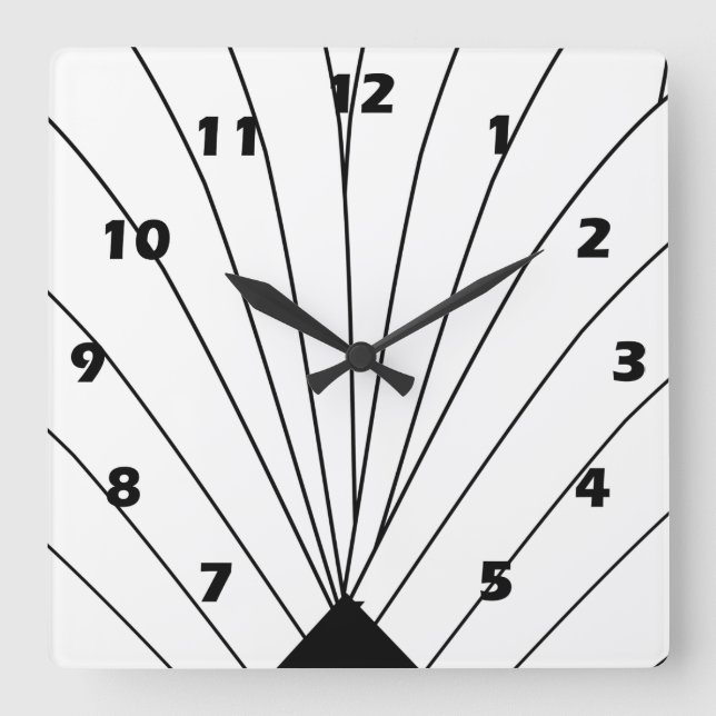 Horloge Carrée Ventilateur Art Déco Noir Et Blanc (Recto)