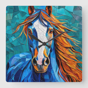 Horloge Carrée Verre teinté de cheval