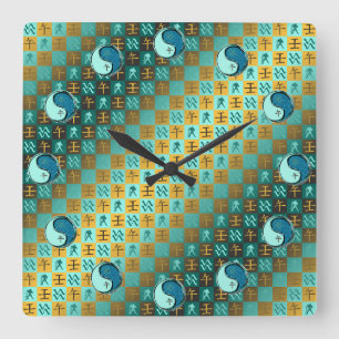 Horloge Carrée Verseau & Cheval d'eau