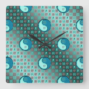 Horloge Carrée Verseau & Lapin d'eau