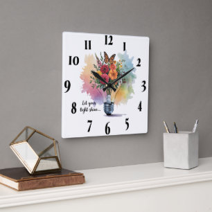 Horloge Carrée Verset biblique chrétienne inspirant /Écriture