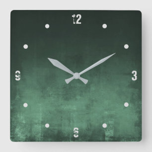 Horloge Carrée Vert foncé moderne rouge rustique Abstrait