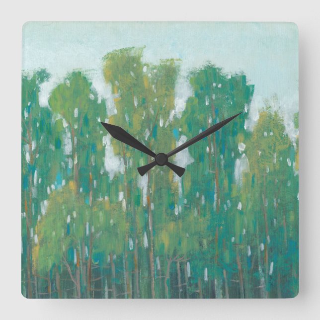 Horloge Carrée Vert forestier II (Recto)