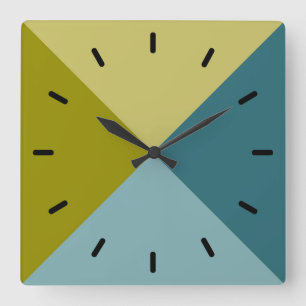 Horloge Carrée Vert jaune or Turquoise