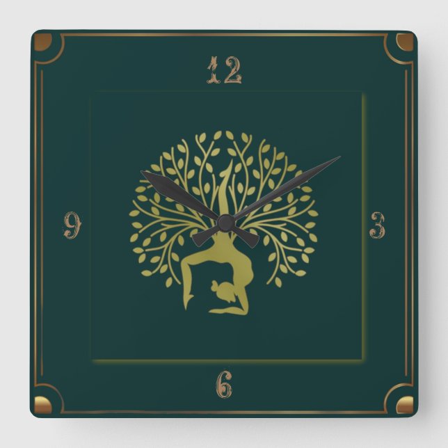 Horloge Carrée Vert yoga (Recto)