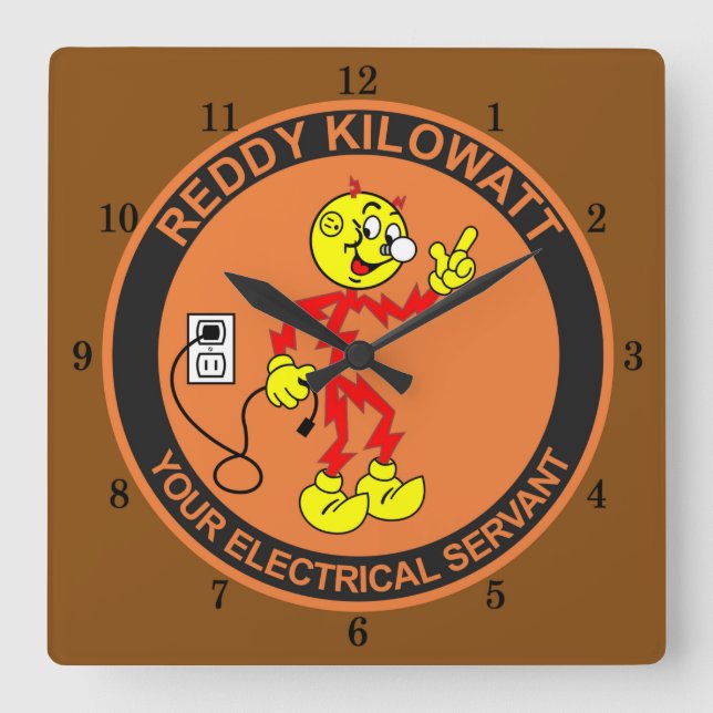 Horloge Carrée Very Fun Reddy Kilowatt Wall Clock (Recto)