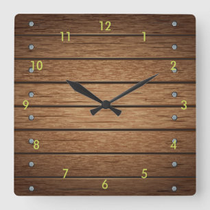 Horloge Carrée Very Fun simulated Wood Plank Wall Clock
