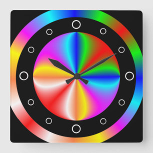 Horloge Carrée Vibrant Colourful Rainbow