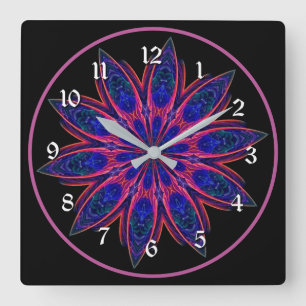 Horloge Carrée Vibrant Pink Lotus Petals Mandala Square