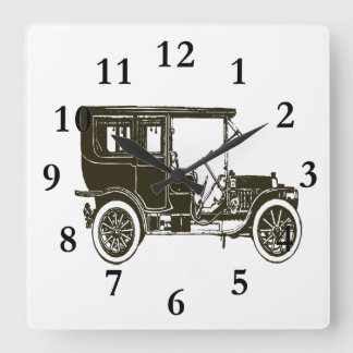 Horloge Carrée Vieille Voiture Marron