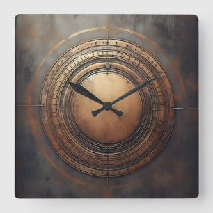 Horloge Carrée vieux cercle en bronze
