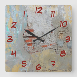 Horloge Carrée Vieux mur de briques - Retourner le temps à l'arri