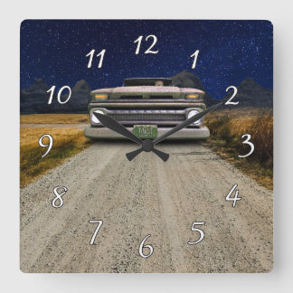 Horloge Carrée Vieux Vintage Rat Rod Ramassage Camion Zombie Pilo