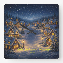 Village de Noël enneigé magique la nuit