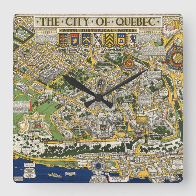 Horloge Carrée Ville de carte du Québec (Recto)