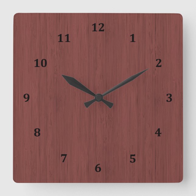 Horloge Carrée Vin rouge Bamboo Bois Grain Look (Recto)