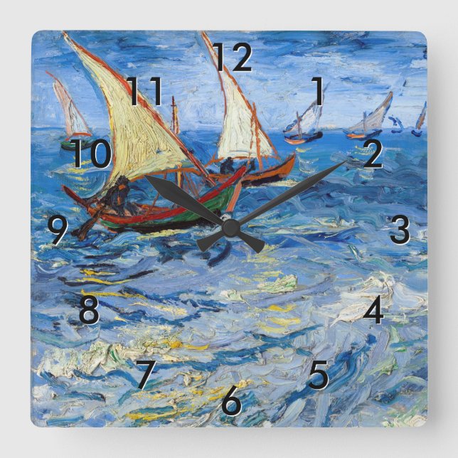 Horloge Carrée Vincent van Gogh - La mer aux Saintes-Maries (Recto)
