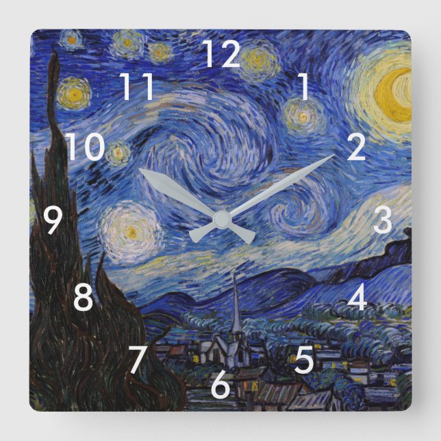 Horloge Carrée Vincent Van Gogh - La nuit étoilée (Recto)