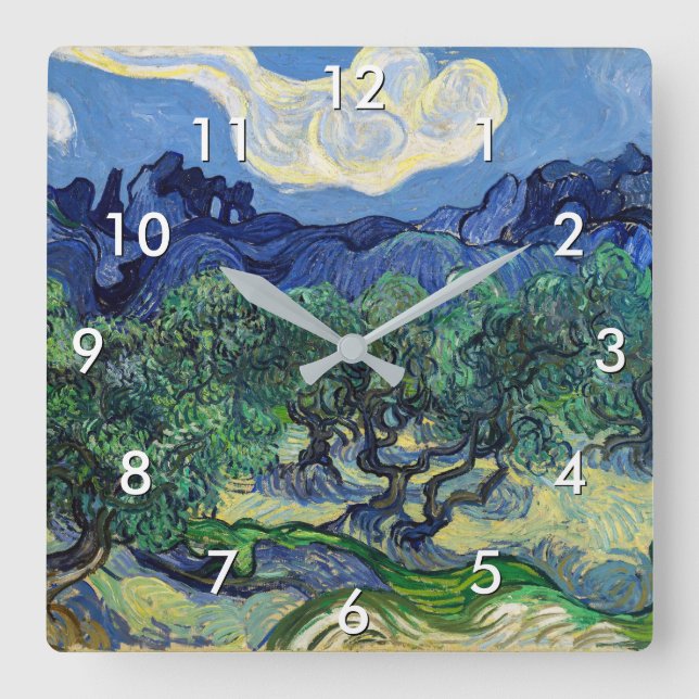 Horloge Carrée Vincent van Gogh - Oliviers aux Alpilles (Recto)