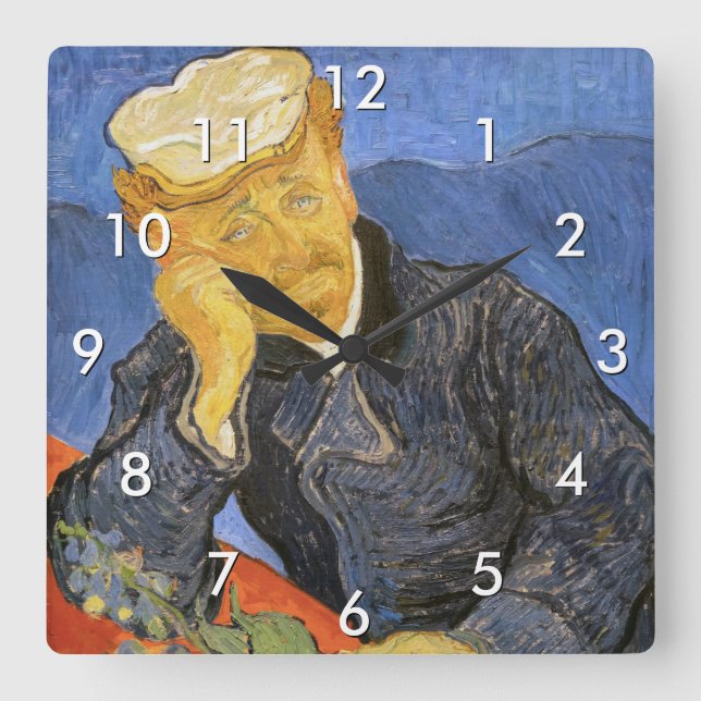 Horloge Carrée Vincent Van Gogh - Portrait du Docteur Paul Gachet (Recto)