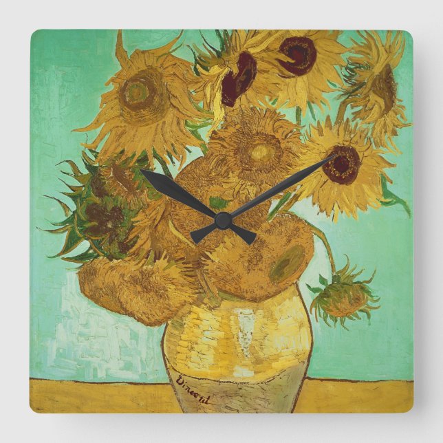 Horloge Carrée Vincent van Gogh | Tournesols, 1888 (Recto)