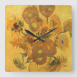 Horloge Carrée Vincent van Gogh - Vase avec quinze tournesols
