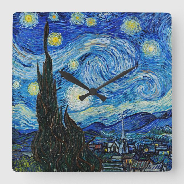Horloge Carrée Vincent Van Gogh's The Starry Night Serenity (Recto)