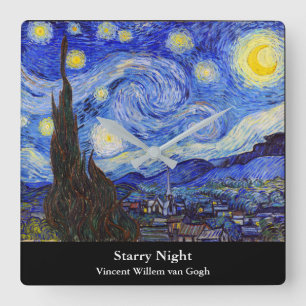 Horloge Carrée Vincent Willem van Gogh, "Nuit étoilée"