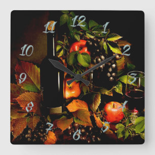 Horloge Carrée Vins et raisins