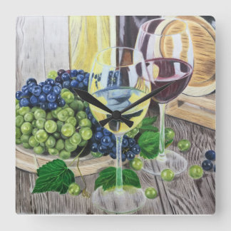 Horloge Carrée Vins et raisins