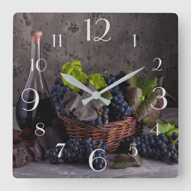 Horloge Carrée Vins et raisins Vie morte (Recto)