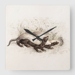 Horloge Carrée Vintage 1800s Honey Badger Bee Hive Modèle Retro