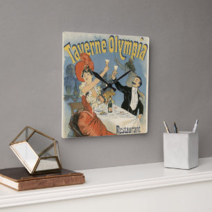 Horloge Carrée Vintage Art Nouveau, Restaurant Taverne Olympia
