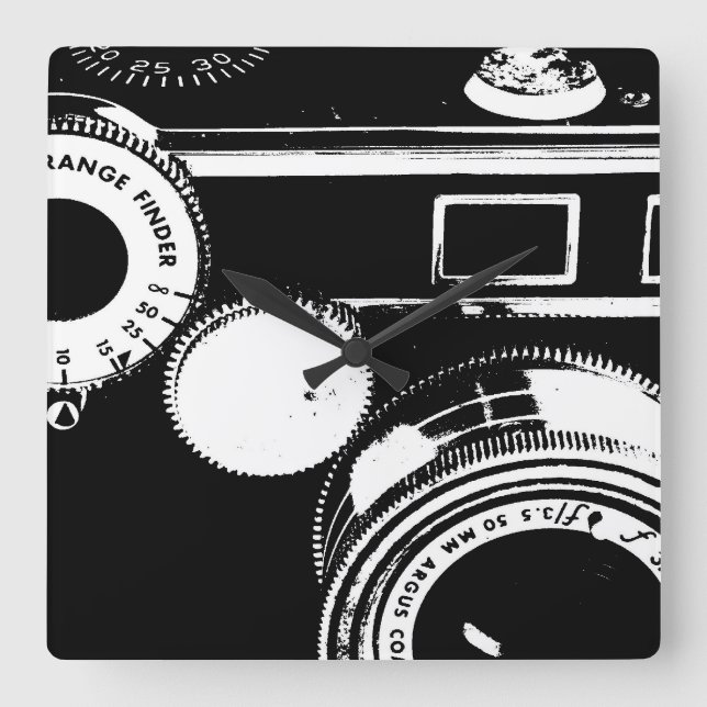 Horloge Carrée Vintage Camera (Recto)