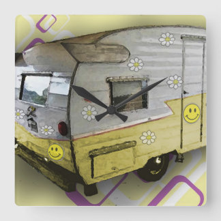 Horloge Carrée Vintage Camper